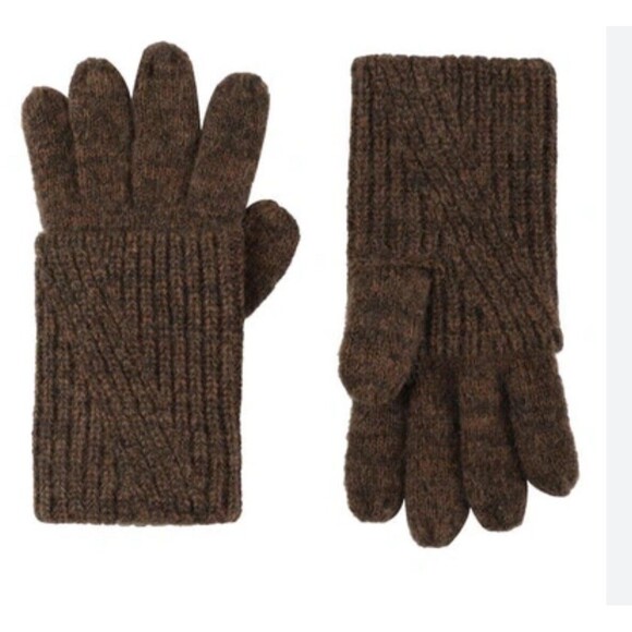 Allsaints Cardigan Cuff Gloves In 2 Tone Brown New - Picture 6 of 7